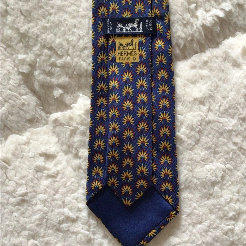 Hermes Authentic 100% Silk Soie Mens Tie Made in France 7398 PA - Picture 10 of 12
